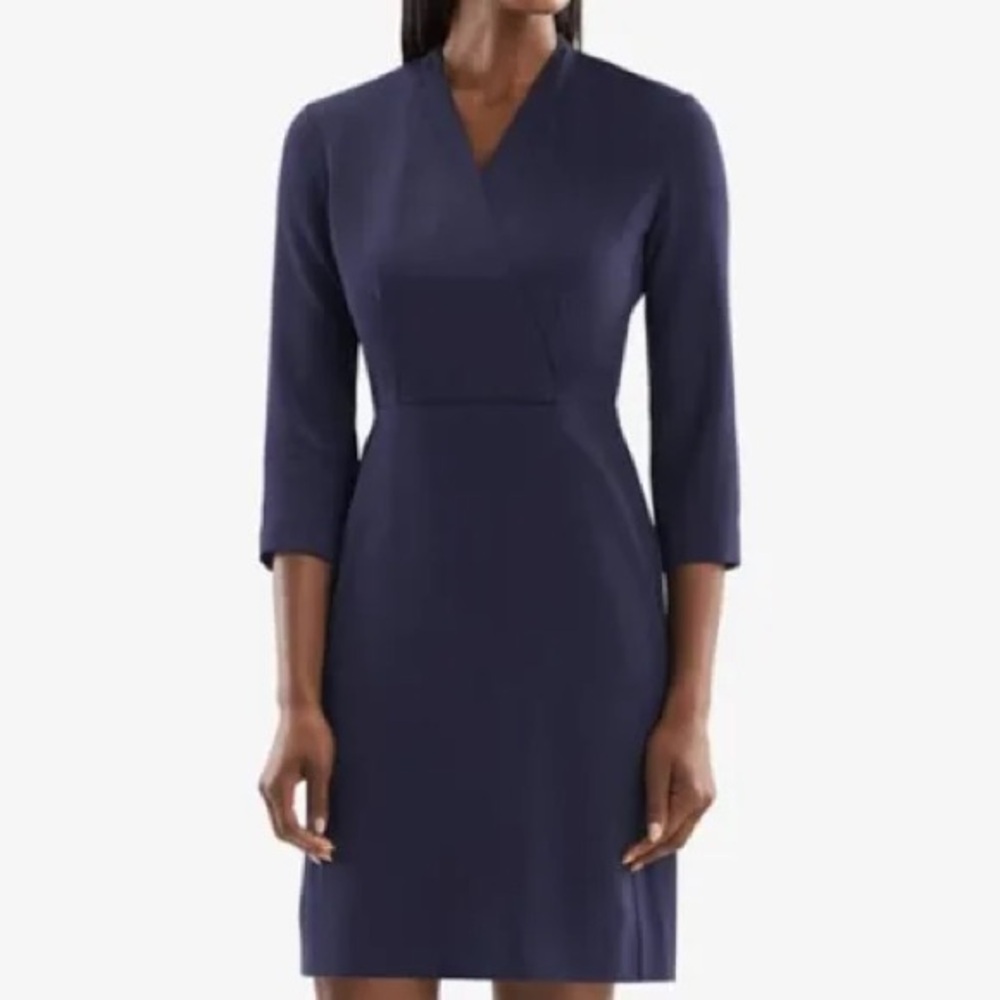 MM. LAFLEUR Niko 2.0 Dress NEW Deep Indigo Tailored V Neckline Career Size 6